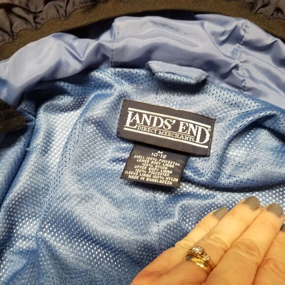 Lands End Zip Windbreaker, Hooded, Pockets, Women's Size M 10-12, Blue Gorp - Picture 11 of 16